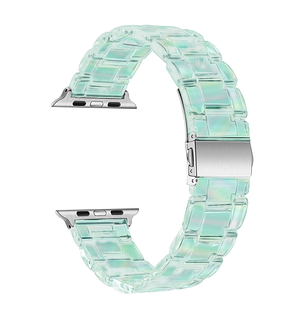 适用iwatch7表带塑料PC苹果官网新色彩虹6/5/4/3/se代手表38/40/41/42/44/45mm新款透气吸汗手链男女网红女神