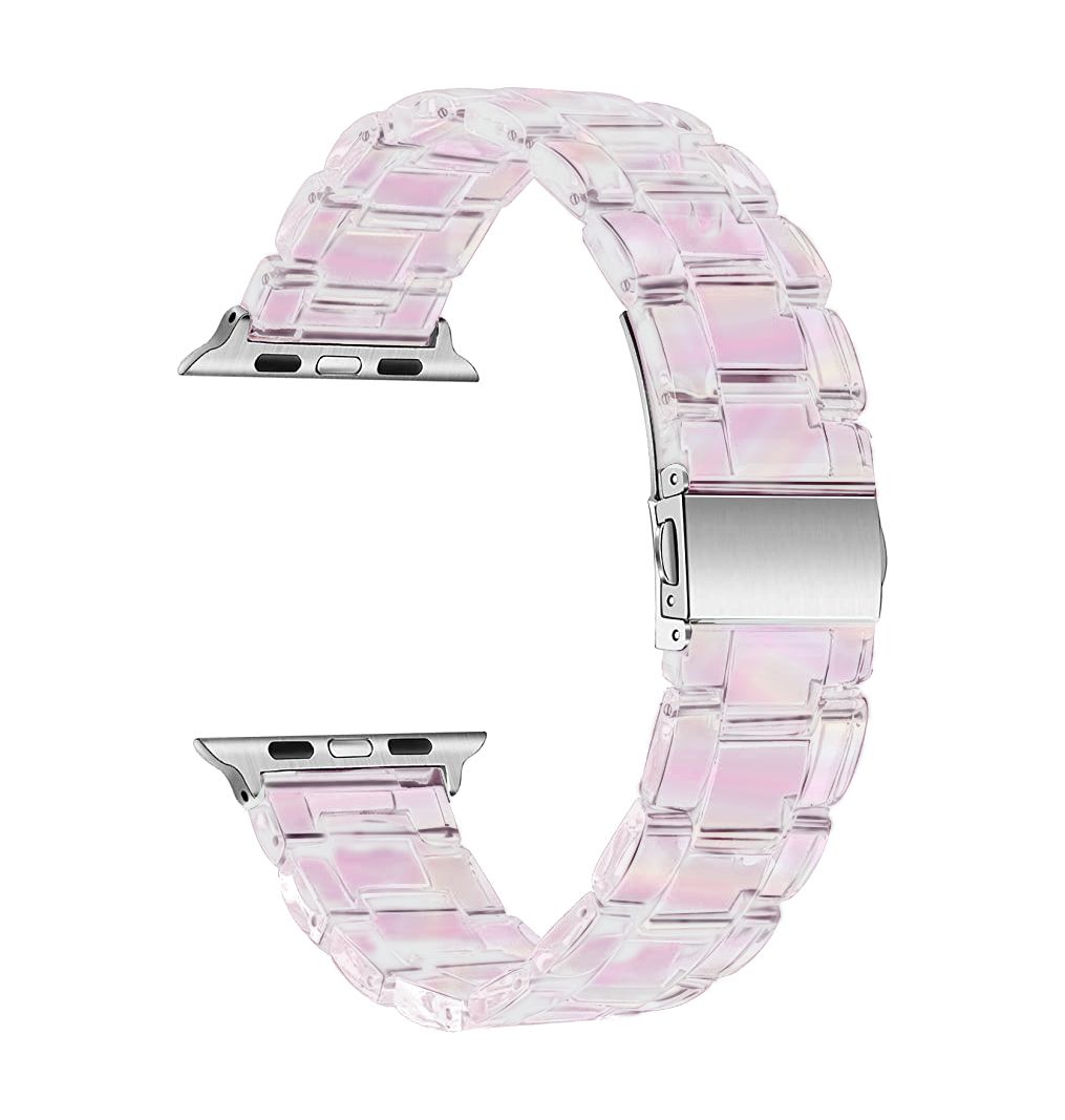 适用iwatch7表带塑料PC苹果官网新色彩虹6/5/4/3/se代手表38/40/41/42/44/45mm新款透气吸汗手链男女网红女神