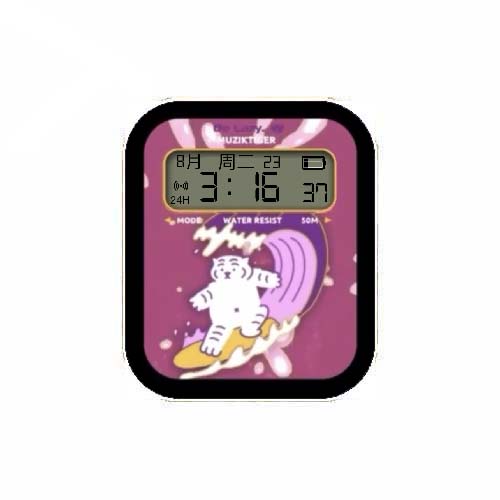 卡通Muziktiger冲浪小老虎数字表盘