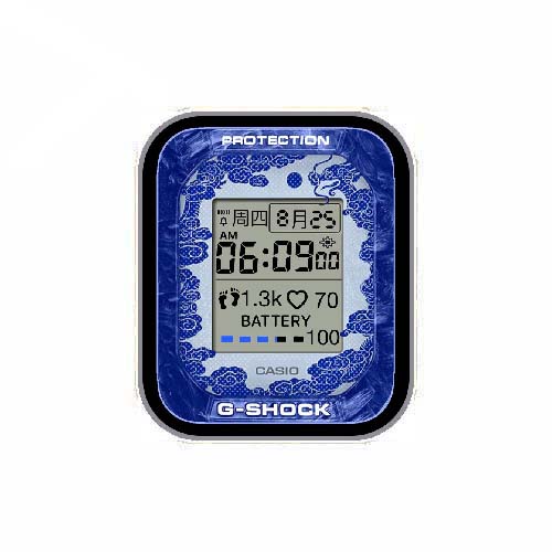 CASIO卡西欧青花瓷数字运动表盘