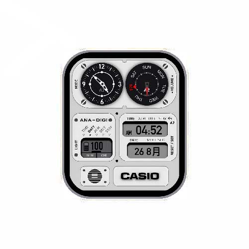 CASIO卡西欧数字指针白色表盘
