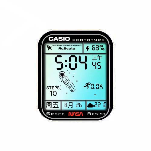 CASIO X NASA变色旋转太空人数字表盘