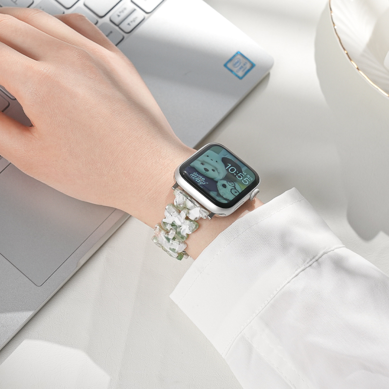 适用applewatch表带iWatch6/7蝴蝶树脂女款替换带苹果手表5/4/3se代时尚智能运动新款小众亚克力42mm45高级感