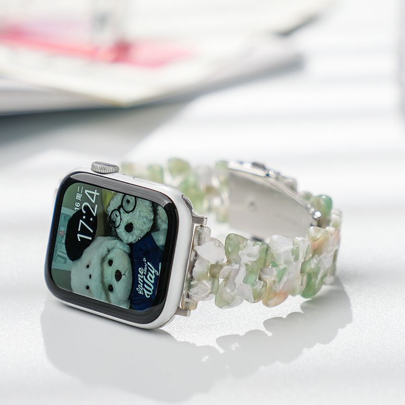 适用applewatch表带iWatch6/7蝴蝶树脂女款替换带苹果手表5/4/3se代时尚智能运动新款小众亚克力42mm45高级感