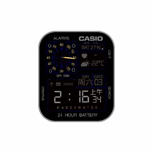 CASIO卡西欧数字天气运动表盘