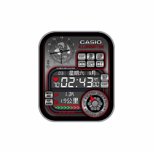 CASIO卡西欧数字天气步数表盘