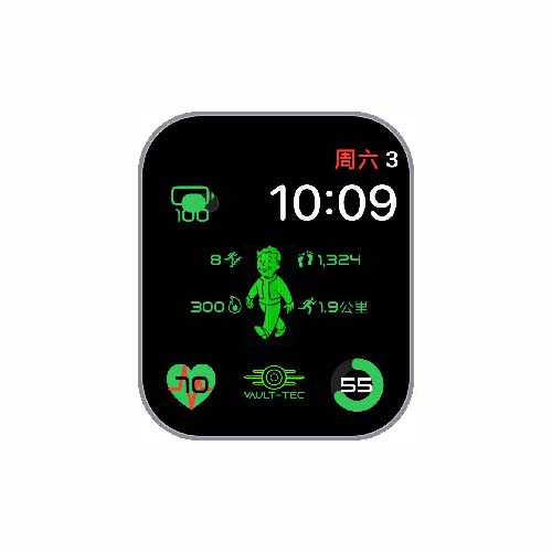 小绿人数字运动心率表盘