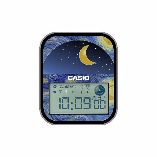 CASIO卡西欧梵高油画数字表盘