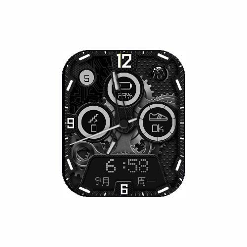 数字指针齿轮黑色表盘