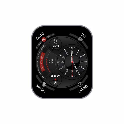 数字指针简约步数黑色表盘