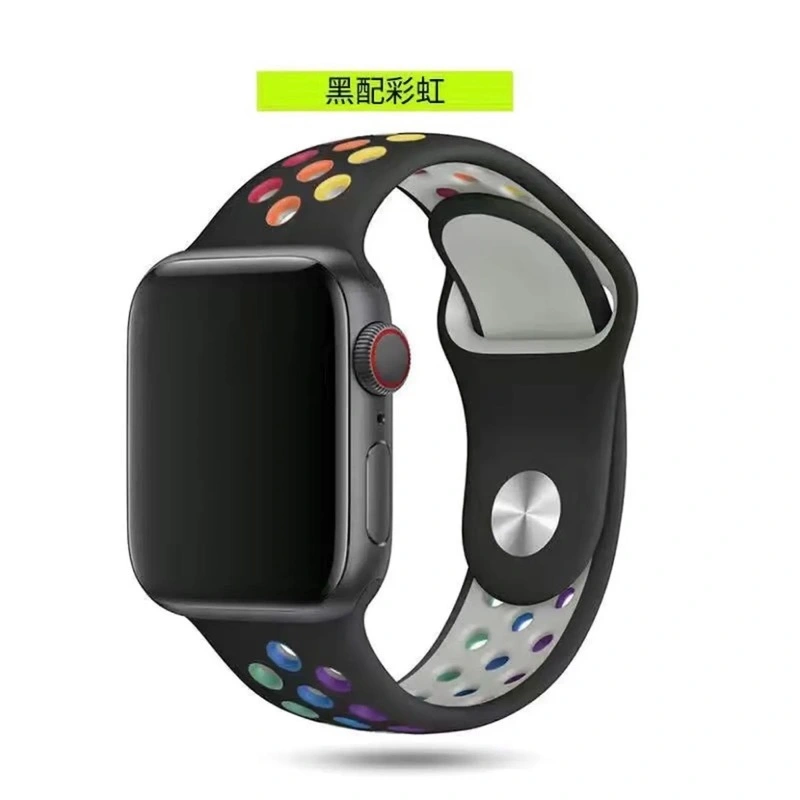 Apple Watch苹果表 彩虹洞洞硅胶表带 · 黑-彩虹洞 38/40/41mm 短款