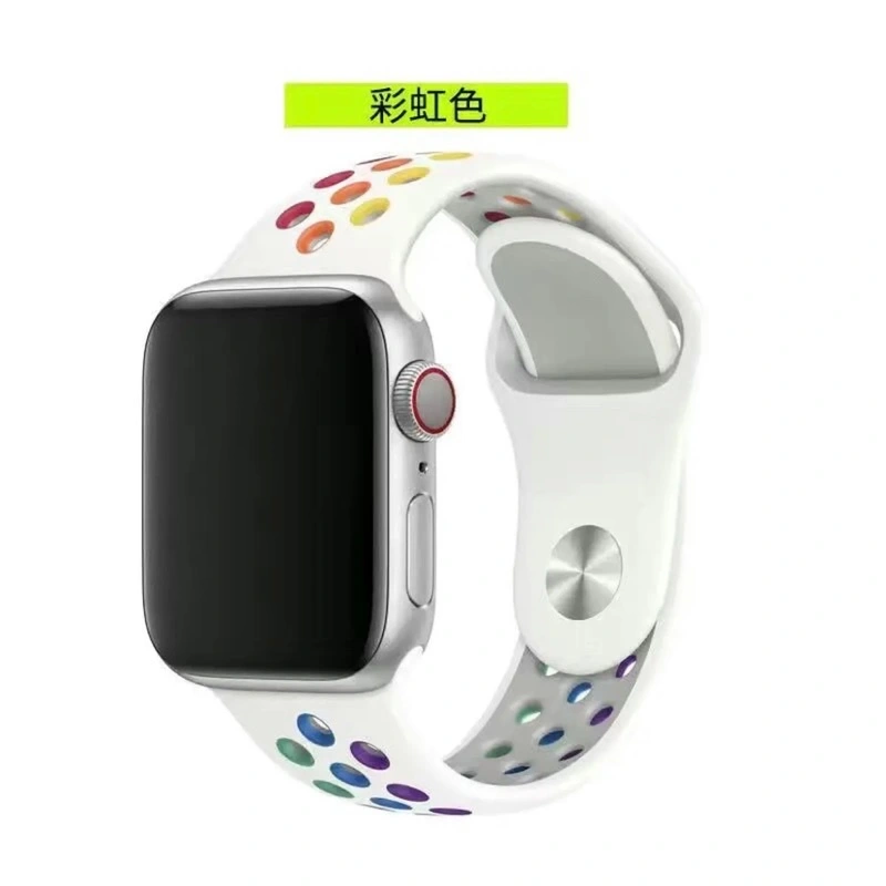 Apple Watch苹果表 彩虹洞洞硅胶表带 · 黑-彩虹洞 38/40/41mm 短款