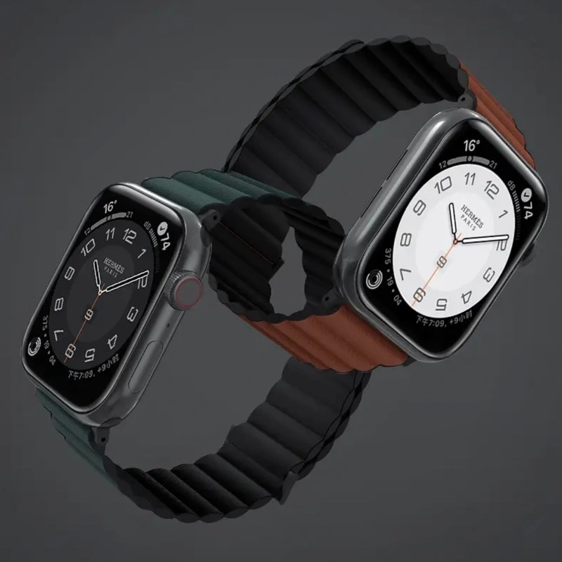 Apple Watch苹果表真皮波纹磁吸表带 · 棕色 Apple Watch舒适表带