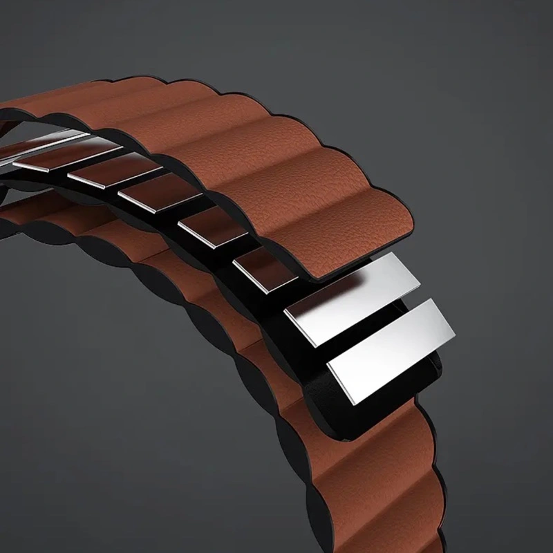 Apple Watch苹果表真皮波纹磁吸表带 · 棕色 Apple Watch舒适表带