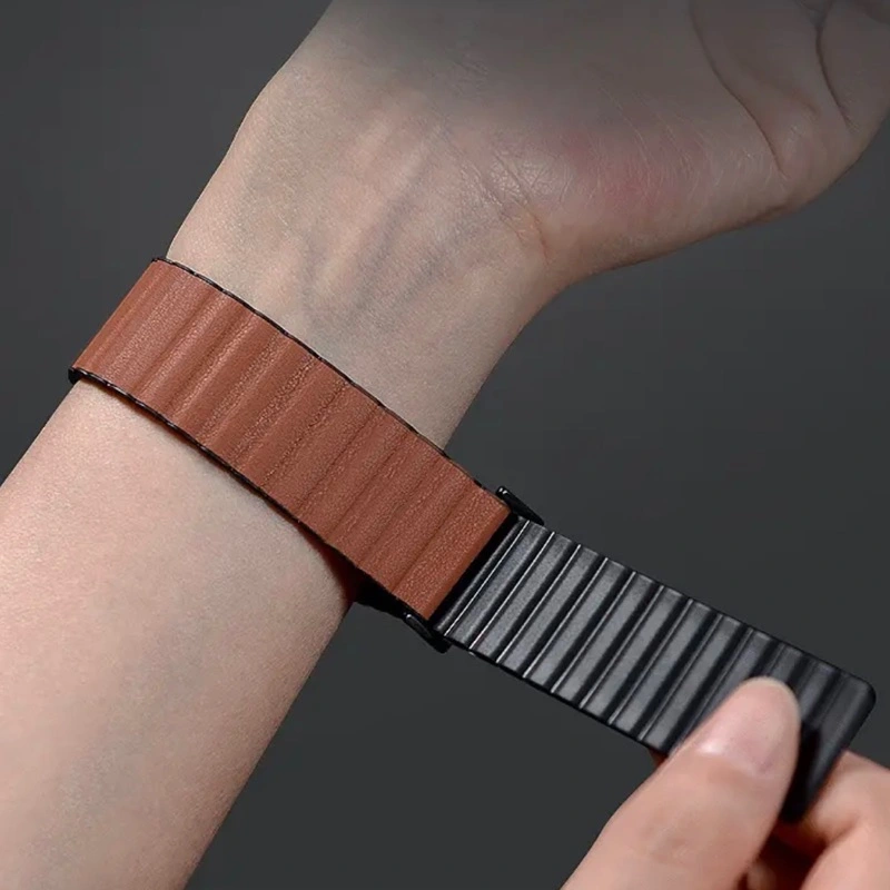 Apple Watch苹果表真皮波纹磁吸表带 · 棕色 Apple Watch舒适表带