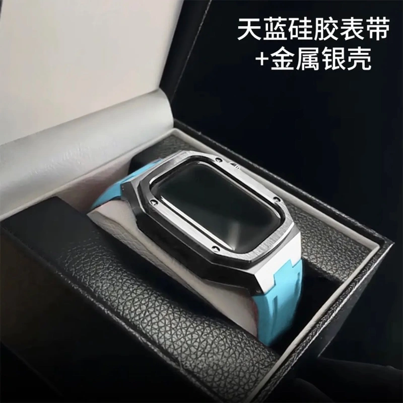 Apple Watch苹果手表金属表带 一体式改装表带 · 黄色硅胶表带-金属银壳