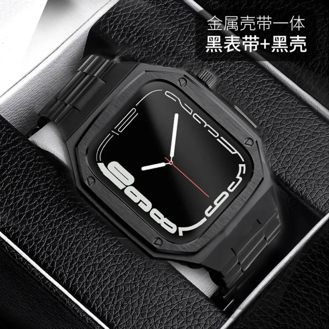 Apple Watch苹果手表金属表带 一体式改装表带 · 黄色硅胶表带-金属银壳