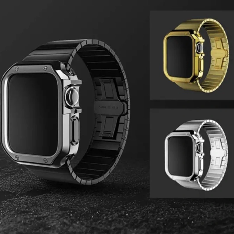 Apple Watch苹果表 铠甲软壳+不锈钢表带/金属壳+不锈钢表带 · 铠甲软壳