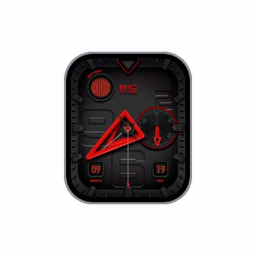 简约红色指针数字黑色表盘