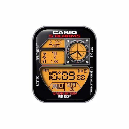 CASIO卡西欧数字步数运动表盘