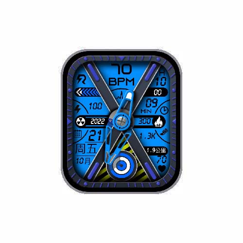 多功能数字指针蓝色运动环表盘