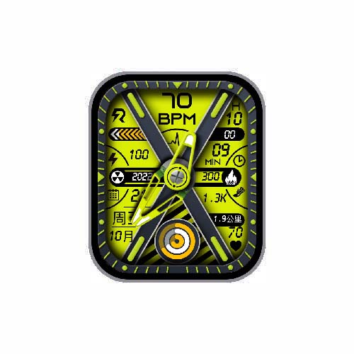 多功能数字指针黄色运动环表盘