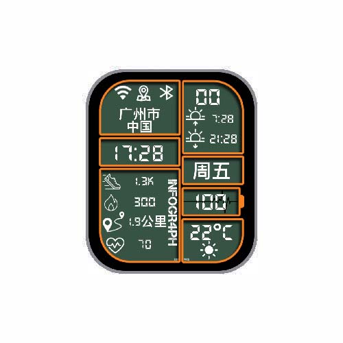 多功能数字运动步数心率表盘