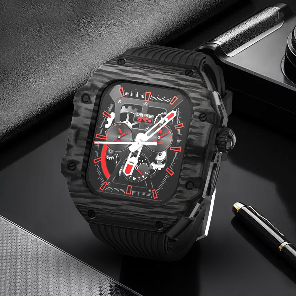 Apple Watch 碳纤维保护壳用于苹果手表Ultra 49mm改装壳S8/7 45mm 44mm