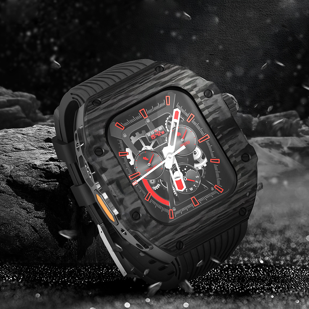 Apple Watch 碳纤维保护壳用于苹果手表Ultra 49mm改装壳S8/7 45mm 44mm