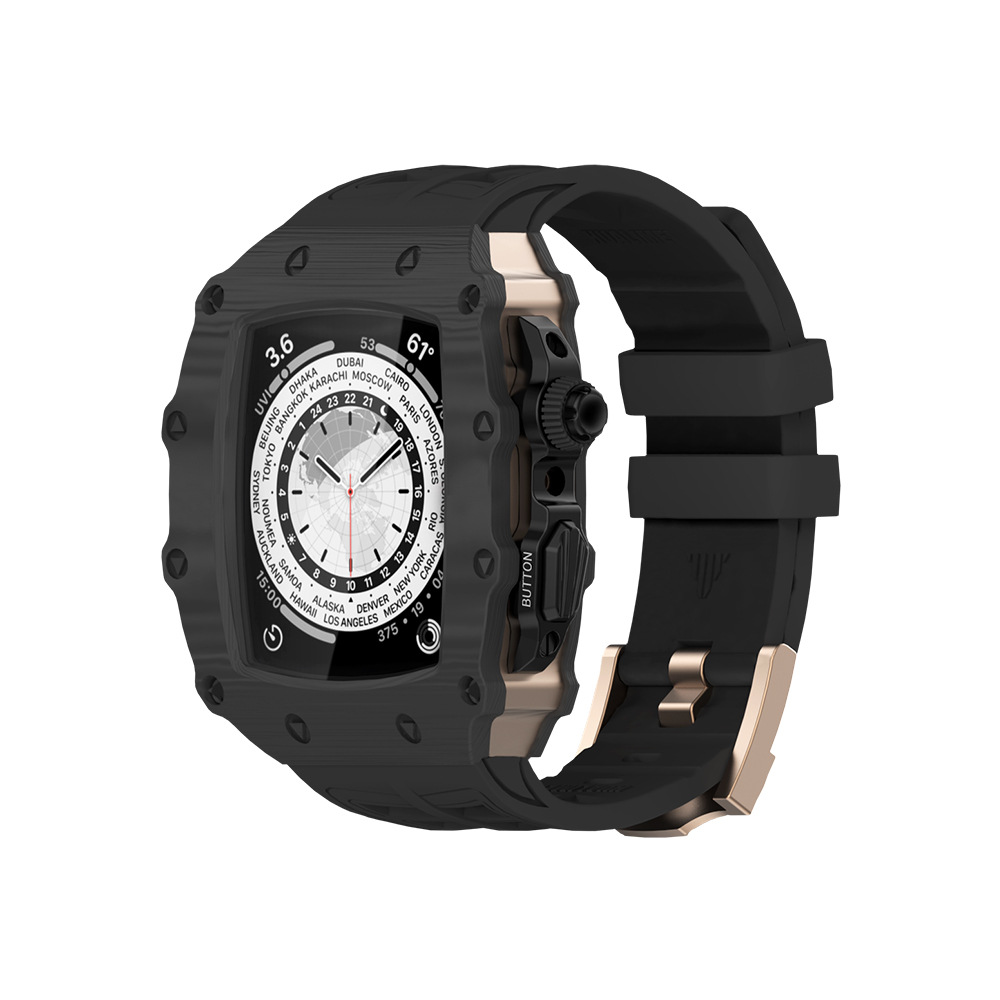 Apple Watch 碳纤维保护壳用于苹果手表S8/7 45mm改装壳兼容iWatch 44mm