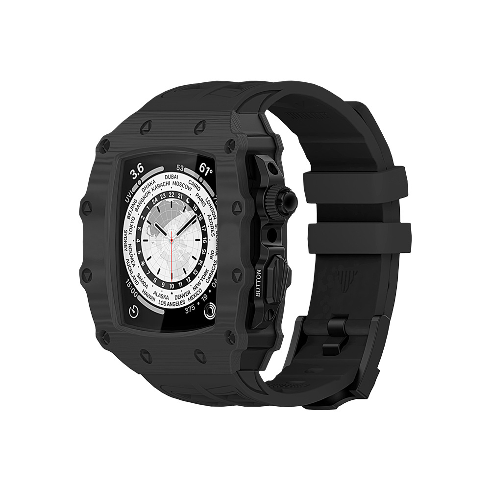 Apple Watch 碳纤维保护壳用于苹果手表S8/7 45mm改装壳兼容iWatch 44mm