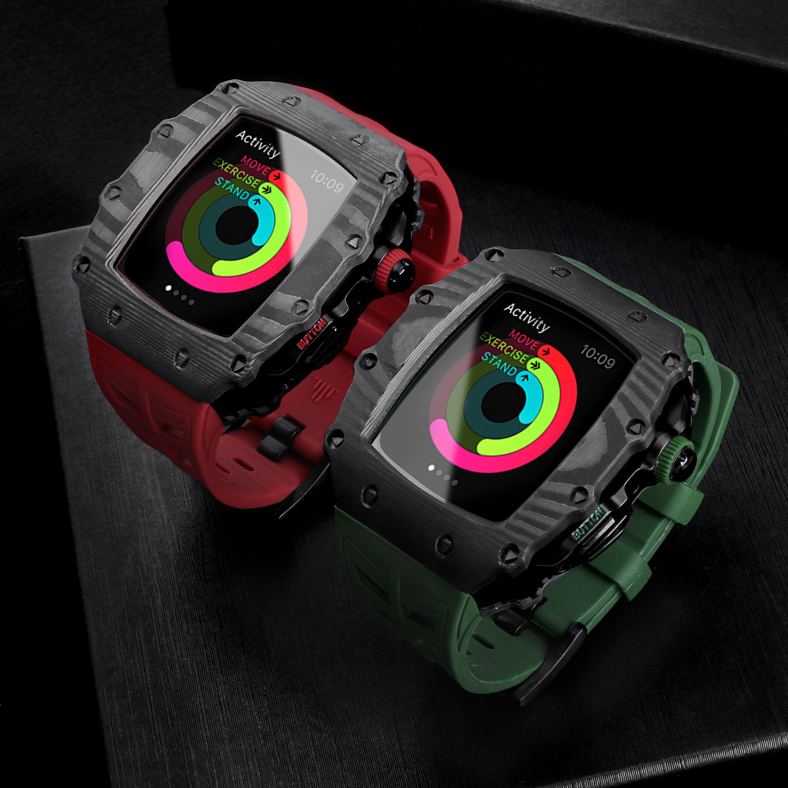 Apple Watch 碳纤维保护壳用于苹果手表S8/7 45mm改装壳兼容iWatch 44mm