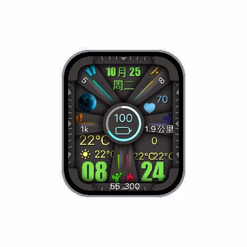 数字运动步数月相表盘