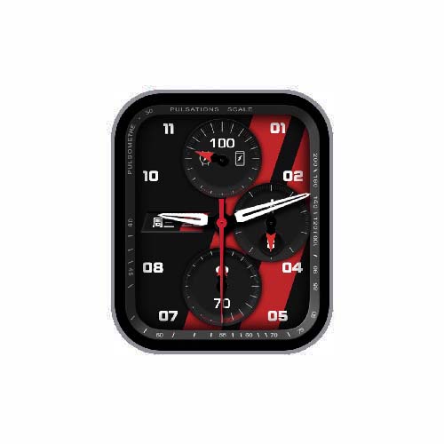 炫酷黑红配数字指针表盘