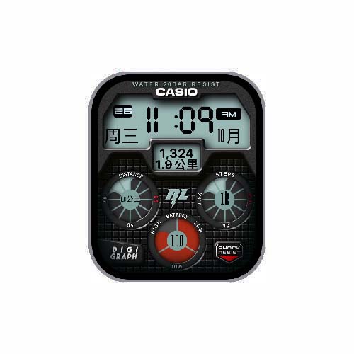 CASIO卡西欧数字运动步数表盘