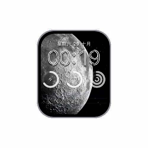 月球图案数字运动环表盘
