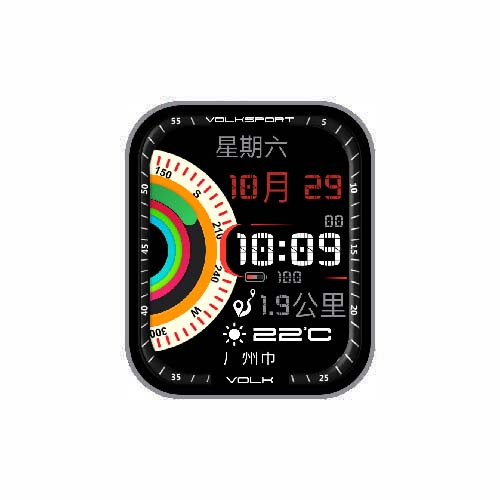 数字天气温度运动环表盘