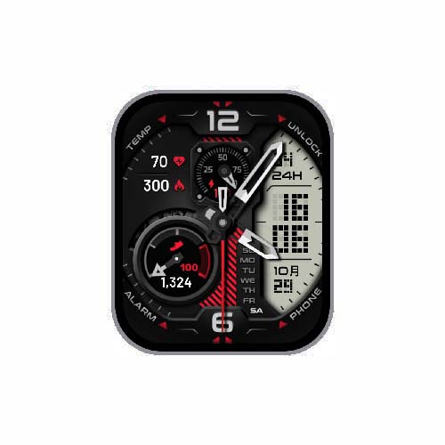 炫酷数字指针运动心率黑色表盘