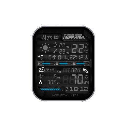 数字运动天气黑色表盘