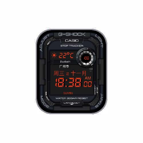 CASIO卡西欧红色数字运动表盘