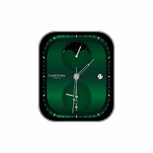 简约指针月相绿色表盘