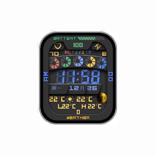 多功能数字天气运动表盘