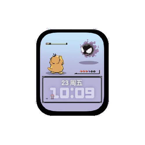宝可梦可达鸭像素风数字人像表盘