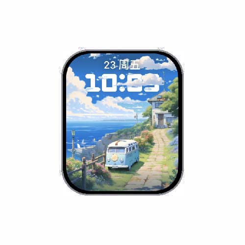 海边巴士数字人像表盘