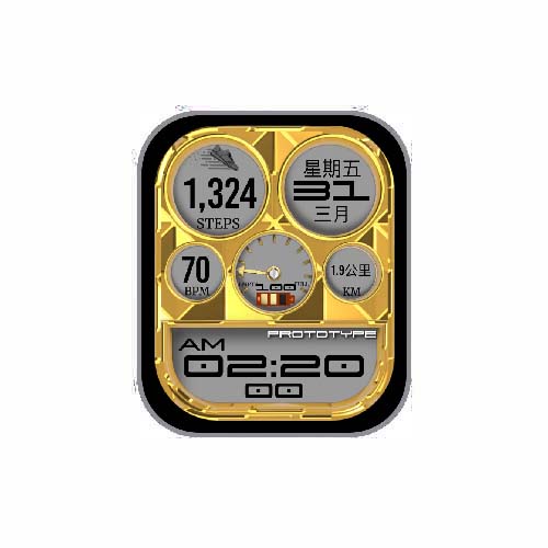 数字运动金色表盘