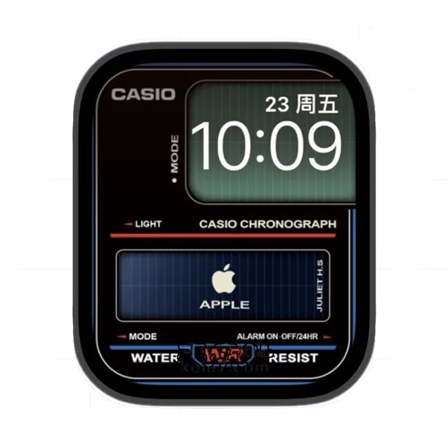 CASIO卡西欧 WR APPLE LOGO电子复古黑蓝苹果iWatch壁纸表盘