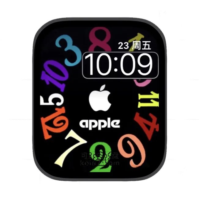 仿法穆兰彩色数字时间七彩数字苹果iWatch壁纸表盘