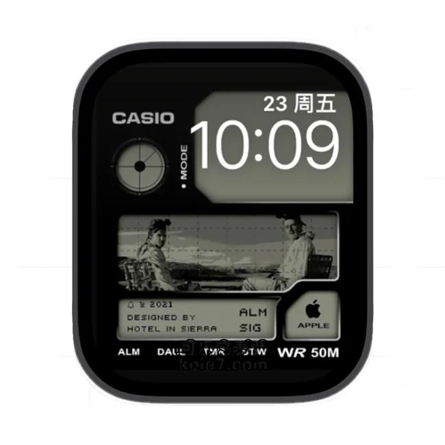 CASIO卡西欧复古经典灰黑人物苹果iWatch壁纸表盘