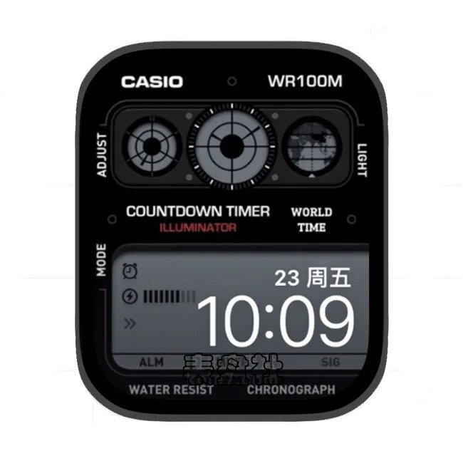 Casio卡西欧酷黑金典电子苹果手表iwatch壁纸表盘