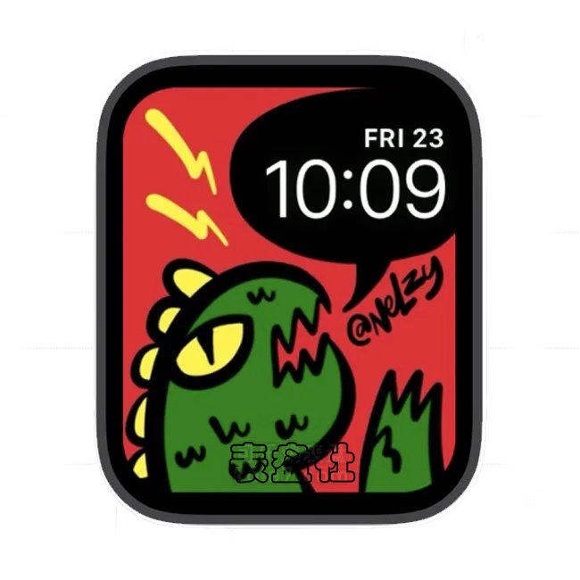绿色小鳄鱼报时简画版苹果手表iwatch壁纸表盘
